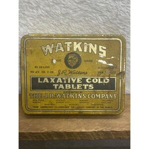 Vintage Medicine Tin Laxative Tin Watkins Cold Tablets Empty Apothecary